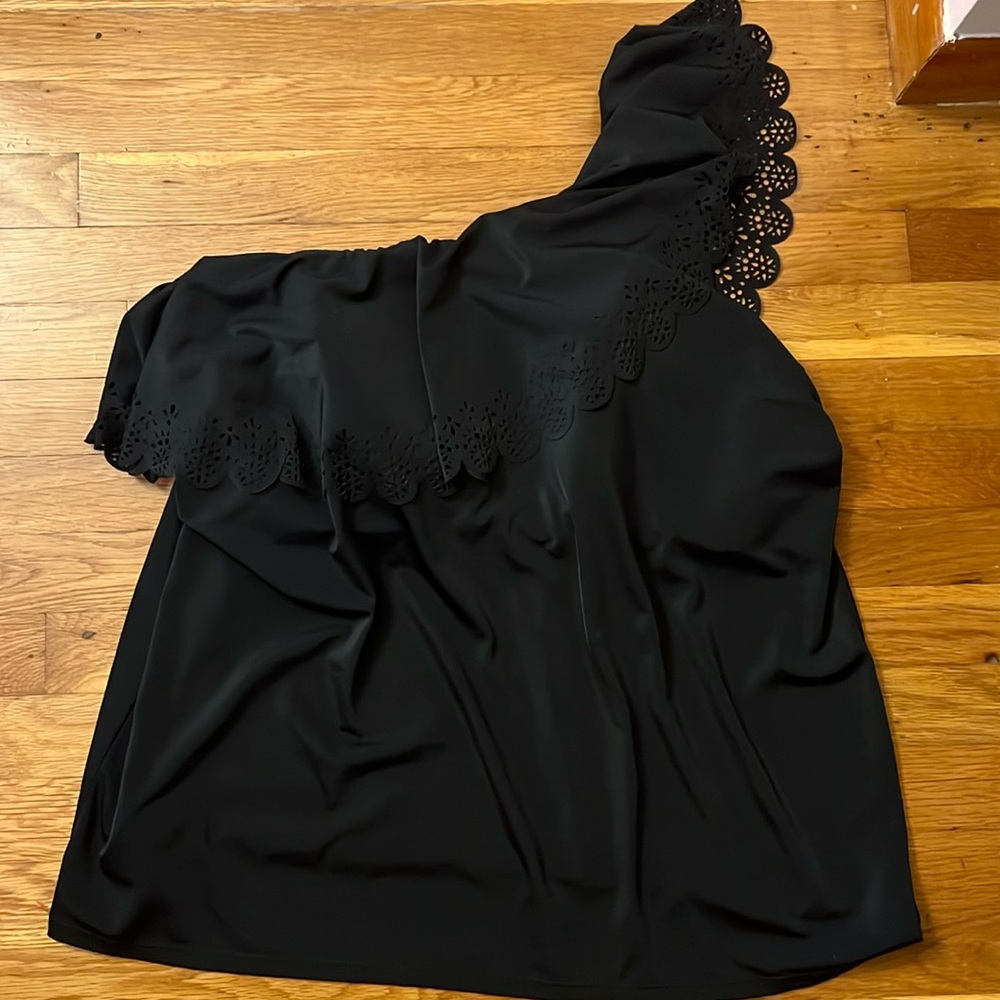 Cacique One Shoulder Swim Top Black Size 20